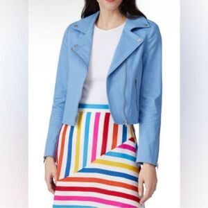 Color Me Courtney Blue Motorcycle Style Cotton Jacket Size 12